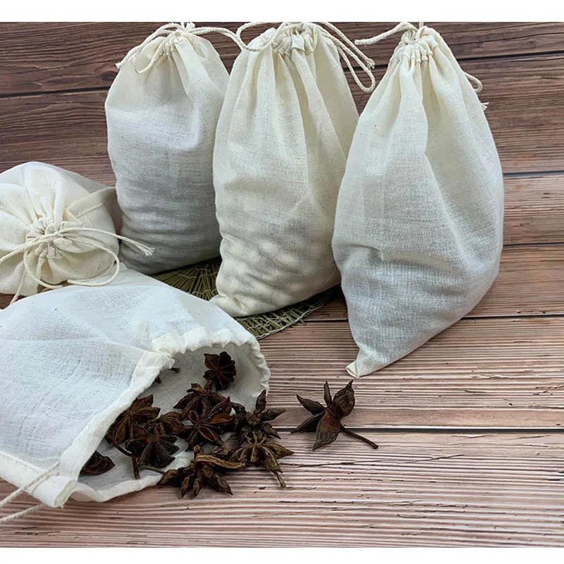 

14x20cm Cotton Filter Bag Soup and Brine Bag Tea Bag Decoction bag Residue Bag