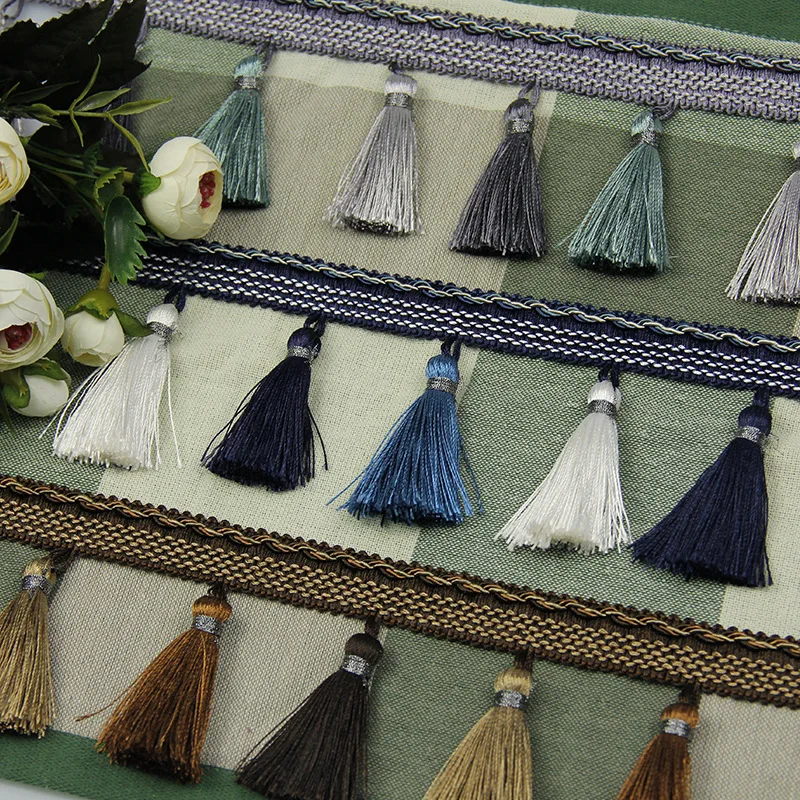 1meter/lot Curtain Fringe Trim Silk Tassels Fringe Sewing Tassel Trim Key Tassels For DIY Latin Dress Stage Clothes Accessories