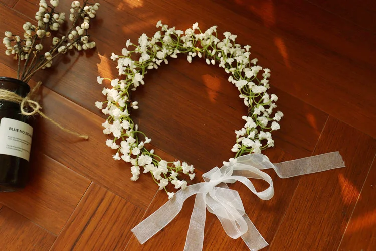 Couronne de gypsophile blanche pour patients, accessoires pour les mains de sauna