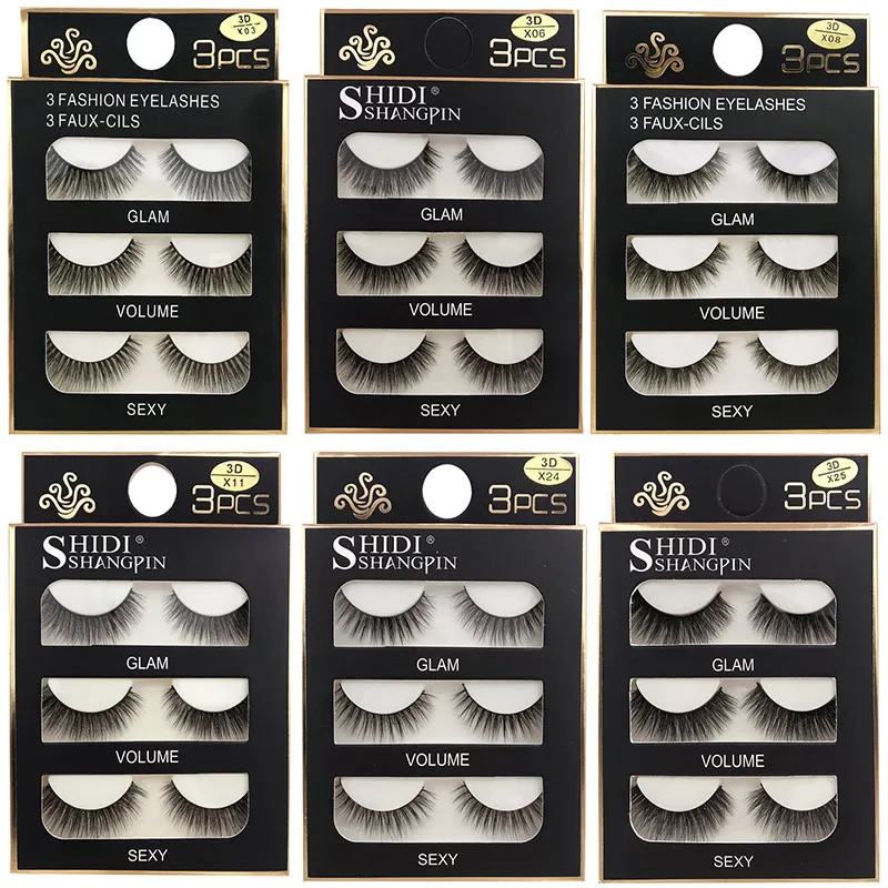 

SHIDISHANGPIN 3 pairs natural false eyelashes fake lashes long makeup 3d mink lashes eyelash extension mink eyelashes for beauty