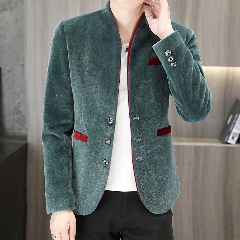 

Velour Retro Green Blazers Men Slim Fit Velvet Claret Elegant Red Jacket For Mens Unusual Stylish Mens Clothing Claret Wedding