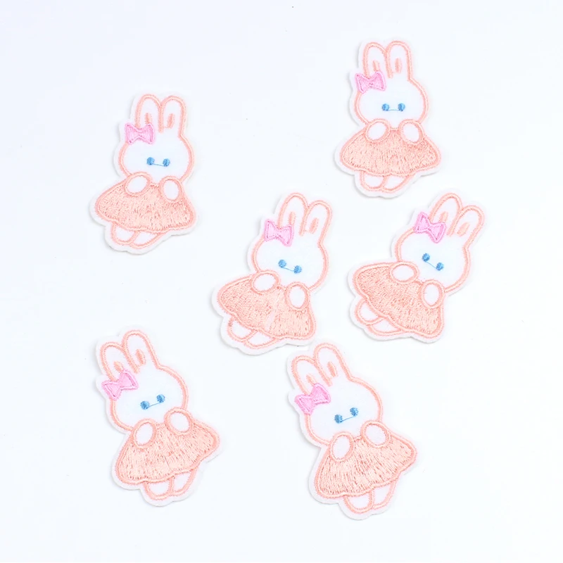 10pcs Cartoon Rabbit Patches Iron On Cute Animal Stickers Handmade Girls Clothes Shoes Bags Hats Sewing Appliques DIY Badge