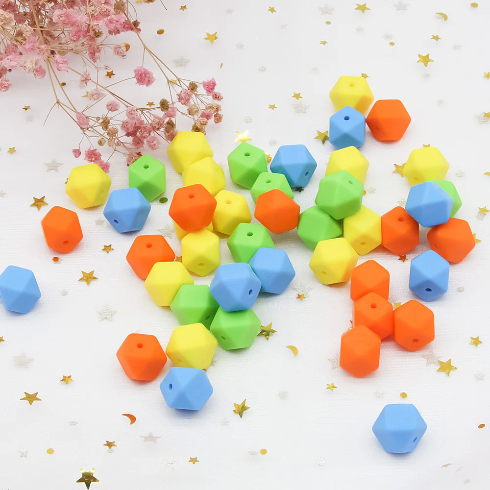 Perline in Silicone esagonale ecologico 14mm 20pcs Cute-idea, ciuccio sensoriale da masticare fatto a mano per prodotti per bambini giocattoli senza