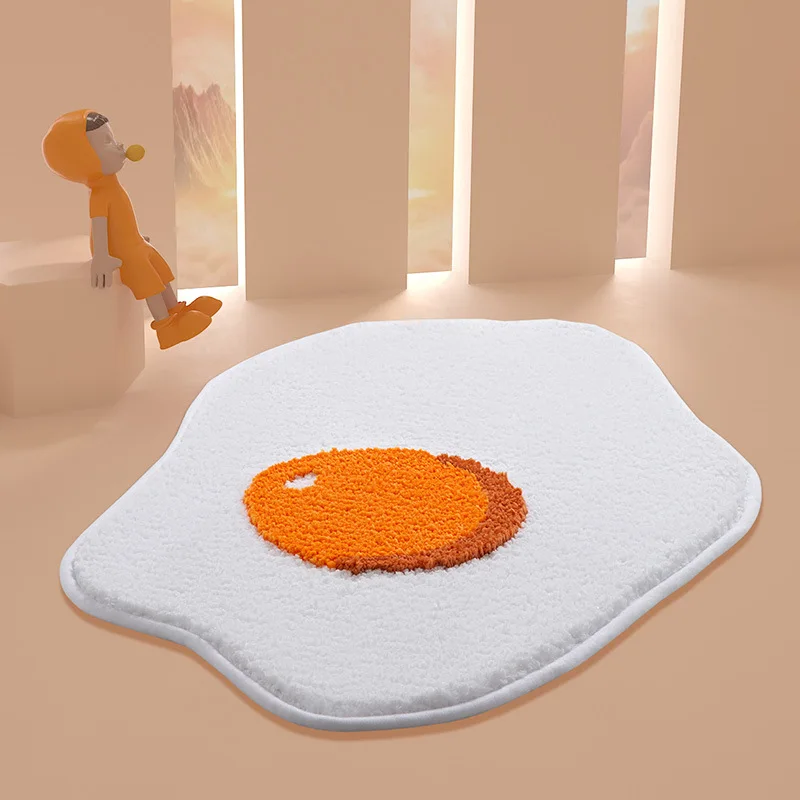 

Anti-slip Fried Egg Shape Bathroom Absorbent Dry Feet Toilet Door Carpet Rug Family Entrance Door Floor Mat Bedroom Kitchen Soft