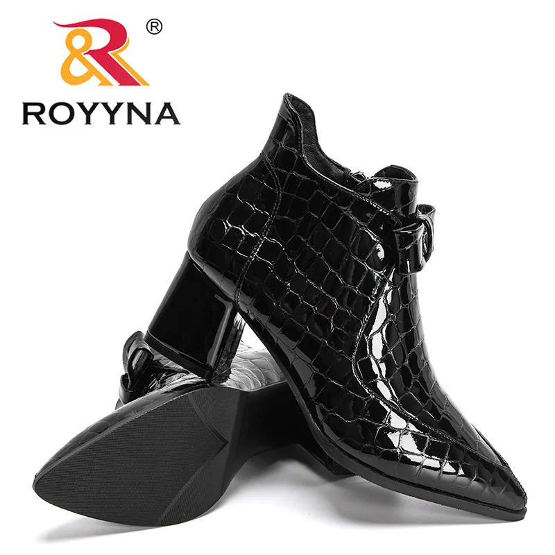 ROYYNA 2022 New Designers Autumn Winter Fashion Solid Ankle Boots Women Casual Pointed Toe High Heels Office Sweet Boots Ladies