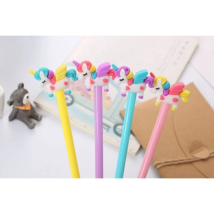 4 Pcs Cute Unicorn Gel Pen Kawaii animal 0.5mm Black ink signing pen School Office Fountain Pen friend kids stationery gift