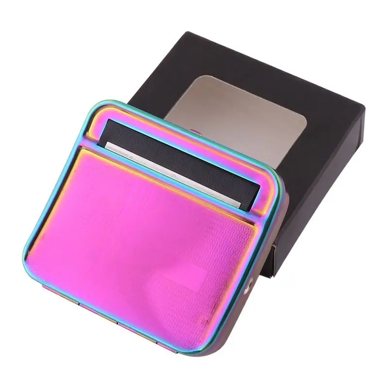 

1PC Rainbow Metal Rolling Machine Tobacco Roller Cigarette Case 70MM Manual Rolling Tools