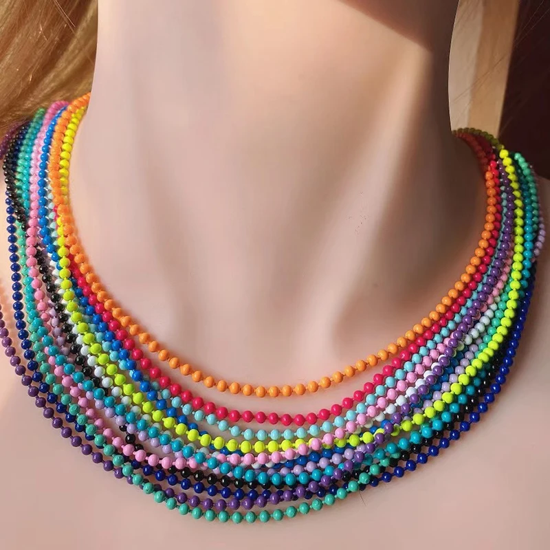 Enamel Ball Chain, Colourful red/pink/yellow/green/blue Oil Dropped for bracelet/necklace jewlery making ,1 meter long