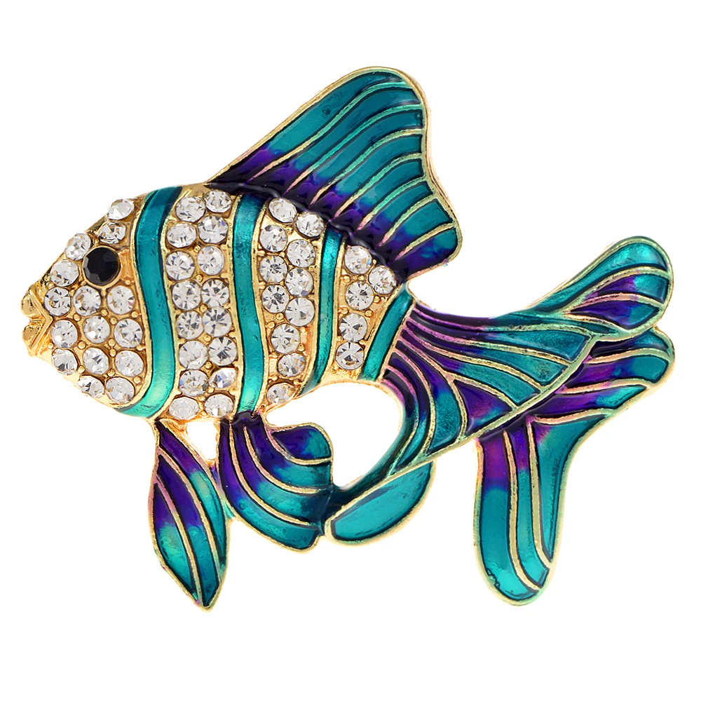 CINDY XIANG Beautiful Colorful Tropical Fish Brooches for Wmen 3 Colors Available Animal Pin Rhinestone Shining Accessories