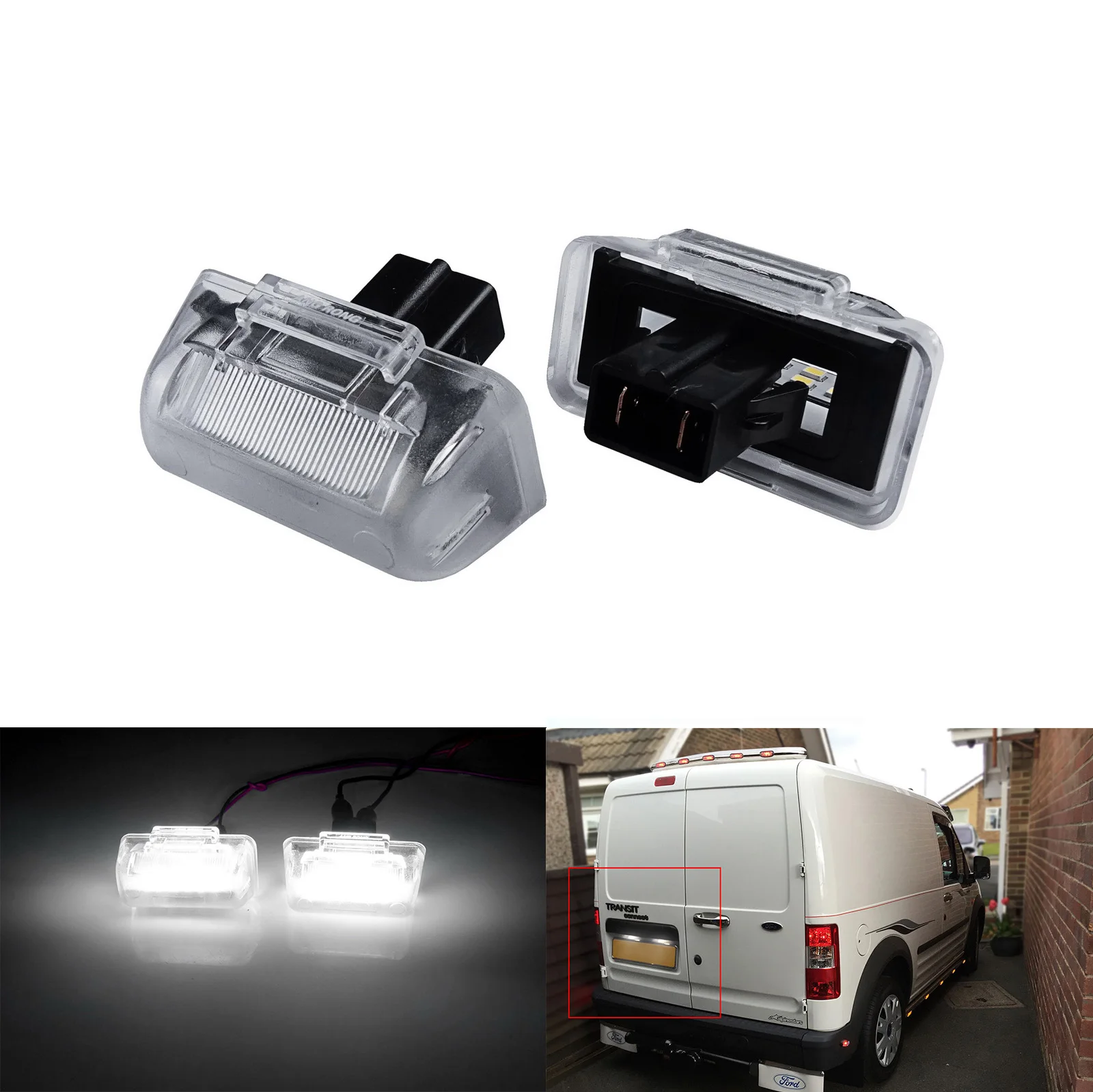 ANGRONG 2X Canbus SMD LED Licence Number Plate Light For Ford Transit Connect Tourneo 85-14