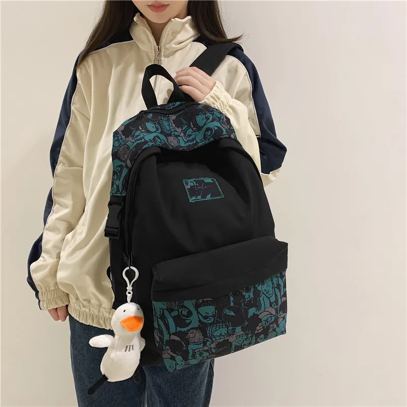 New Fashion Brand Women Backpack Large Capicity Teenage Girl Student Schoolbag Graffiti Marker Female Backpacks Lucky Book Bag