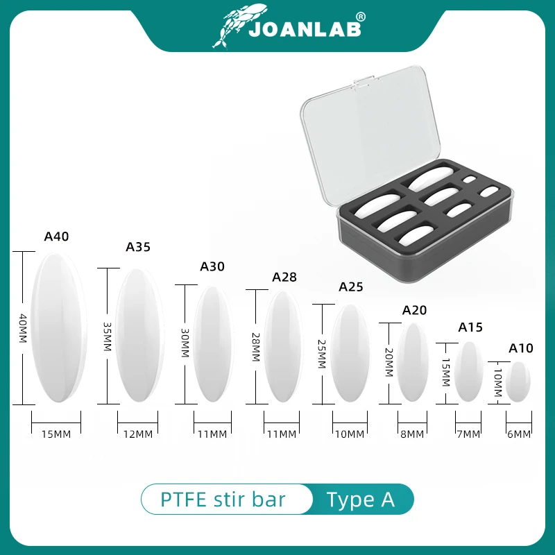 JOANLAB Official Store Magnetic Stirrer Stir Bar Size 15mm 20mm 25mm 28mm 30mm 35mm PTFE Magnetic Stirrer Mixer Stir Bars 10 pcs