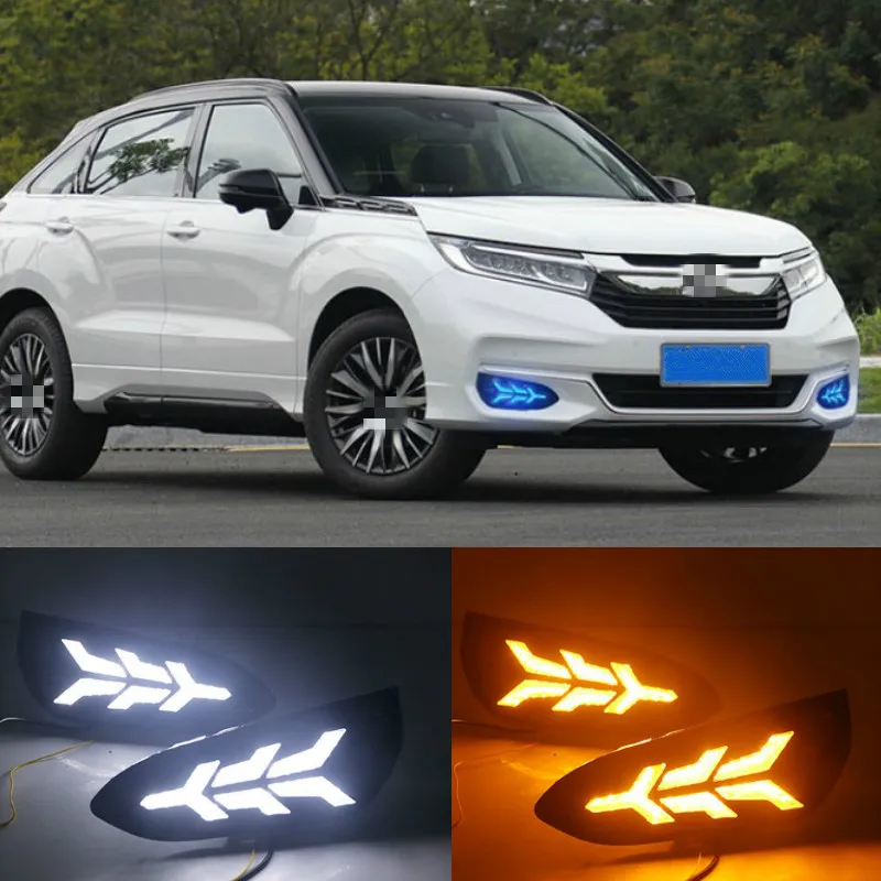 1 Set DRL Daytime Running Lights Daylight 12V ABS Fog Lamp Cover With Turn Yellow Signal Light For Honda AVANCIER 2020