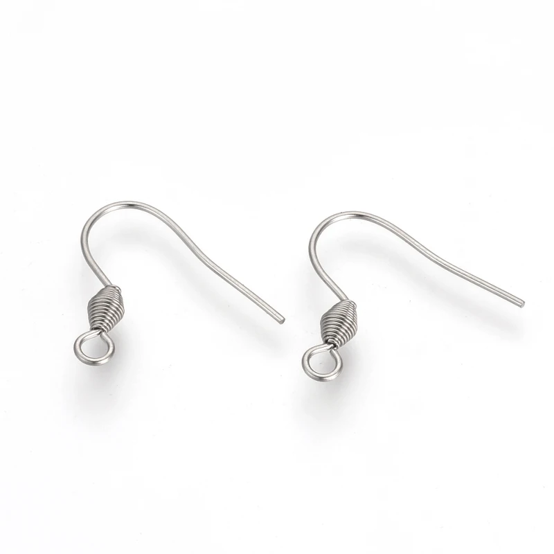 

20Pcs Stainless Steel French Style Ear Wire Fish Hook Earring Earwires with Coil for DIY Dangle Earring Jewelry Making