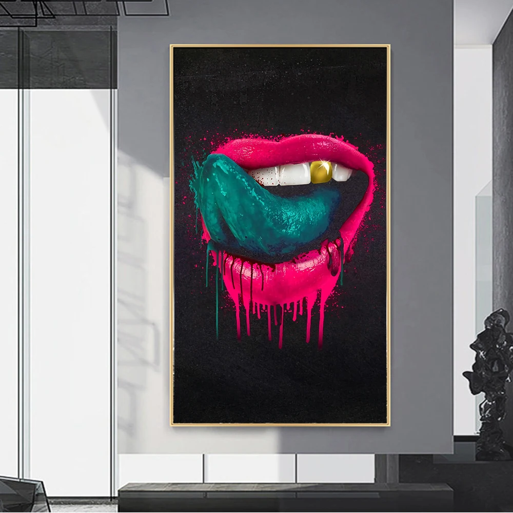 Sexy Red Lips Modern Art Paintings Print on Canvas Art Posters And Prints Abstract Street Art Mouth Pictures Home Wall Decor