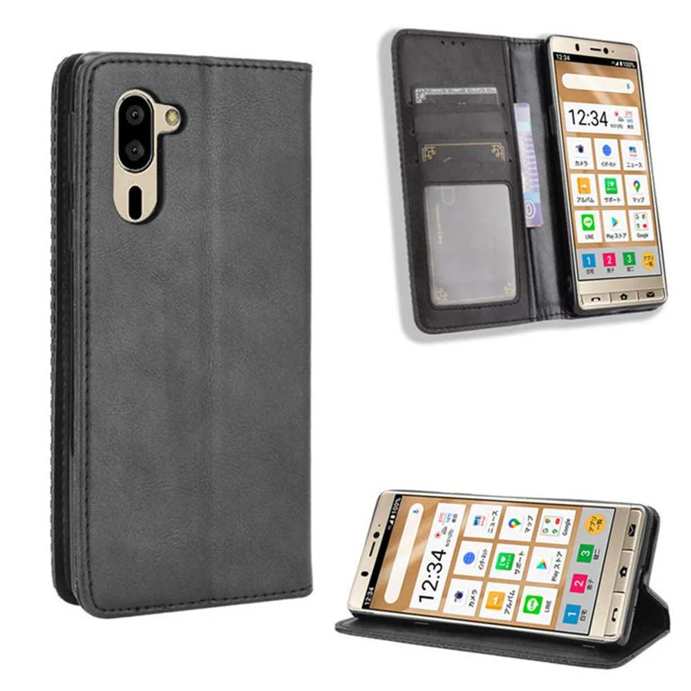 For Sharp Simple Sumaho 5 Case Luxury Flip PU Leather Wallet Magnetic Adsorption Case For Sharp Simple 5 A001SH Phone Bags