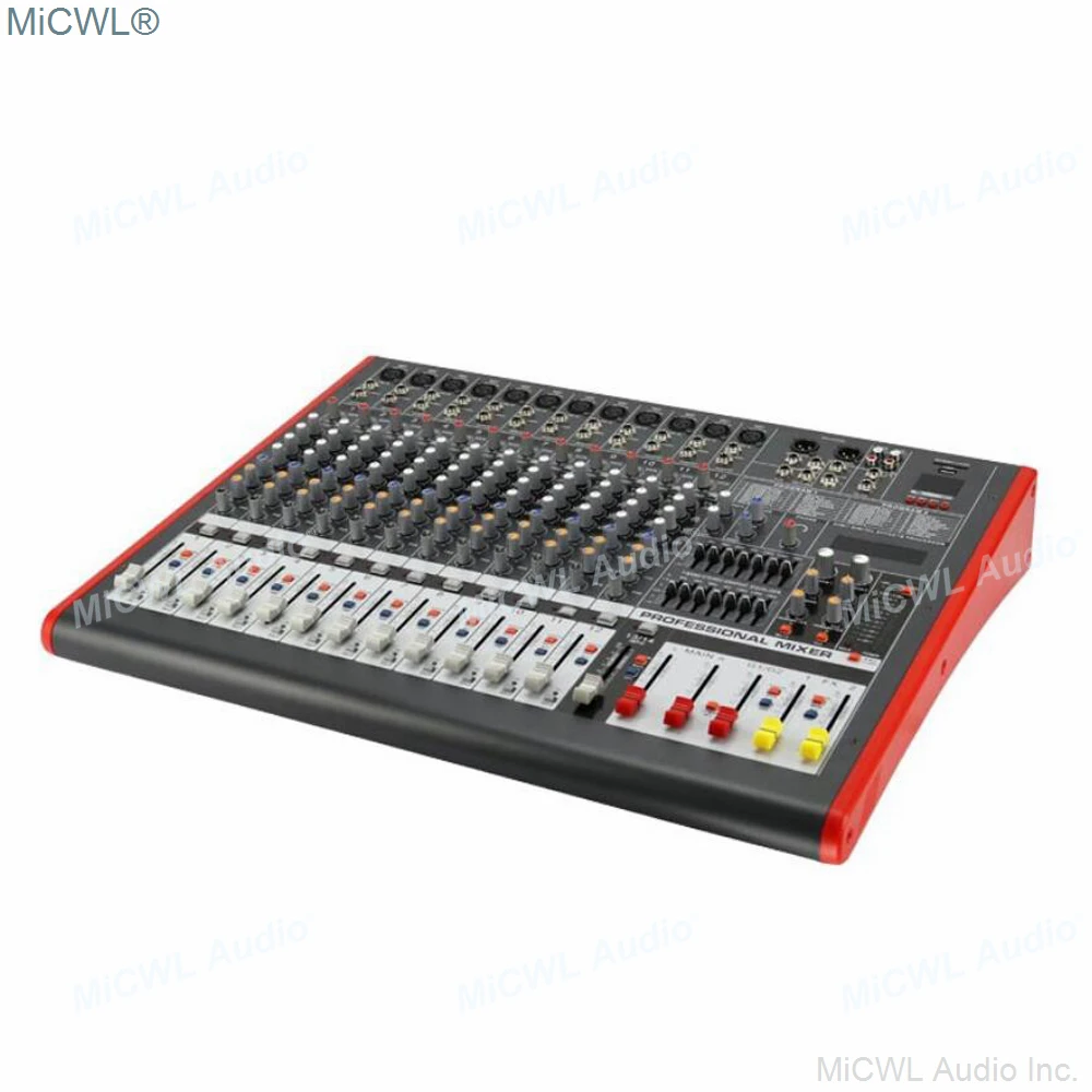 MiCWL 12 قناة المهنية جهاز مزج الصوت مجموعتين خلاط وحدة التحكم DJ ستوديو المزدوج المجموعة 7 العلامة التجارية EQ وتأثير USB 48 فولت