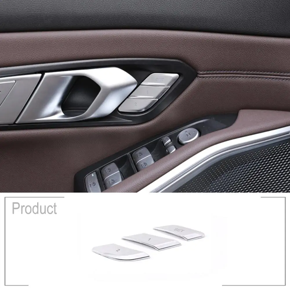 

3Pcs Seat Silver Adjust Memory Panel Buttons Decoration Covers Trim Interior Accessories For BMW G20 G28 3 Series 2019-2020