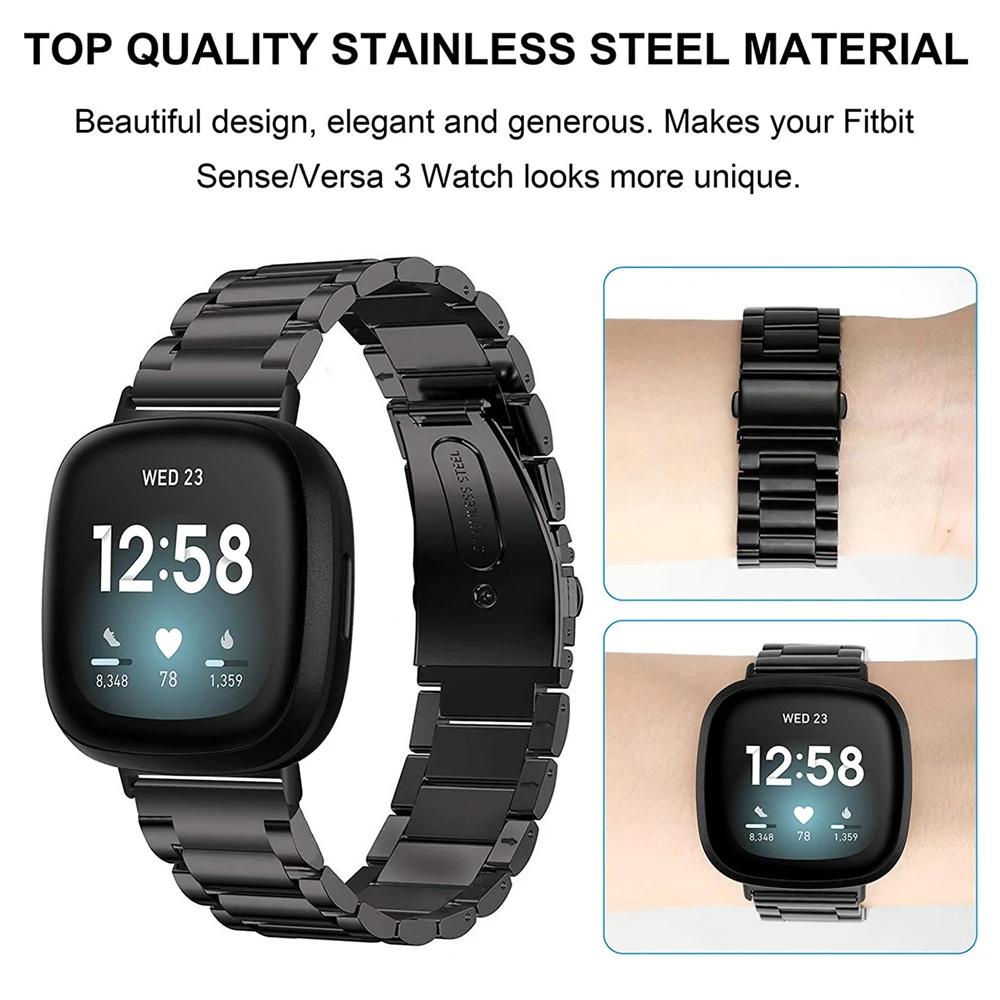 Bands for fitbit versa 3 sense band Stainless Steel Bracelet mesh loop for fitbit sense strap versa 3 women men smartwatch bands