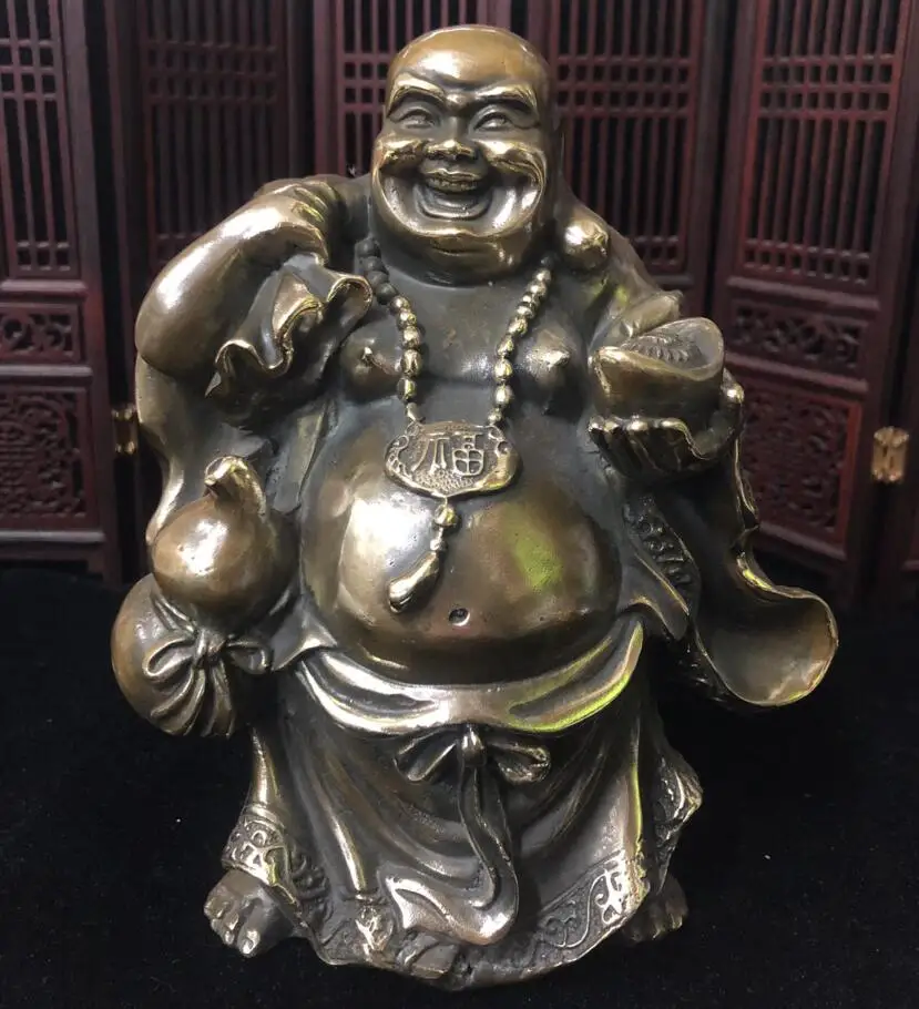 

China brass archaize maitreya Buddha crafts statue