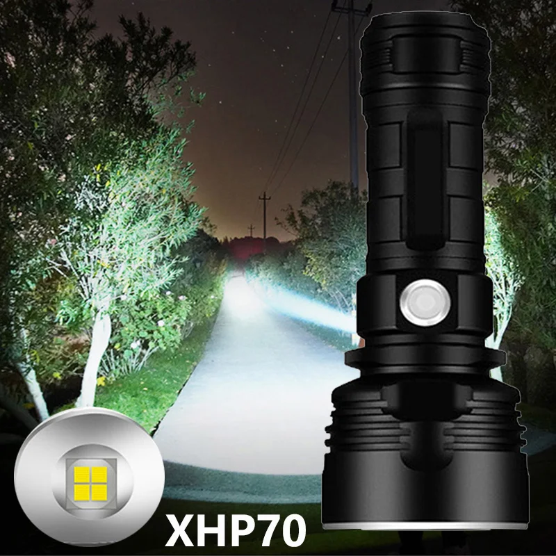 Most Powerful LED Flashlight XM-L2 XHP70 90 Outdoor Lighting Tactical Torch Rechargeable Waterproof Lamp Ultra Bright Lantern