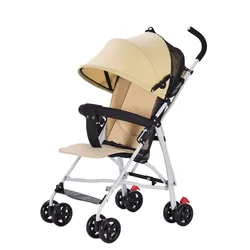 Chariot à parapluie à quatre roues pour bébé, léger et pliable, et accoudoir en coton Lycra avec coussin d'alimentation détachable