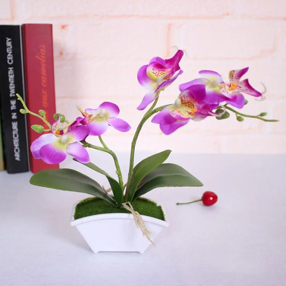 Artificial Butterfly Orchid Bonsai Fake Flower with Pot Table DecorationFor Living Room Home Garden Decoration