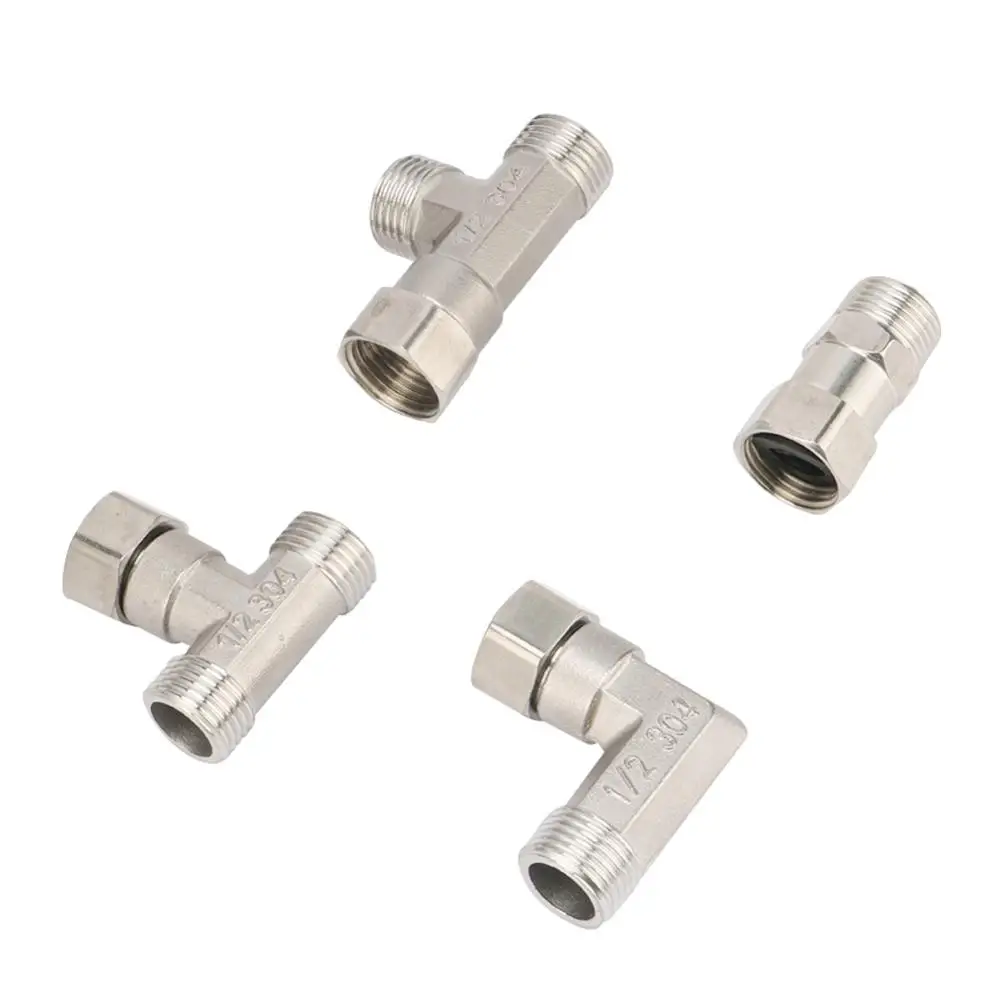 Stainless Steel G1/2 Union Hexagon Tee Elbow Straight Connector 1/2\