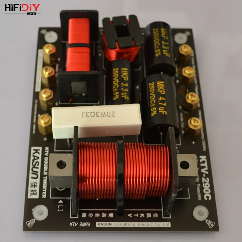 HIFIDIY KTV-290C 2 Way 3 speaker Double treble (Tweeter*2+ bass) Unit HiFi KTV Speakers audio Frequency Divider Crossover Filter