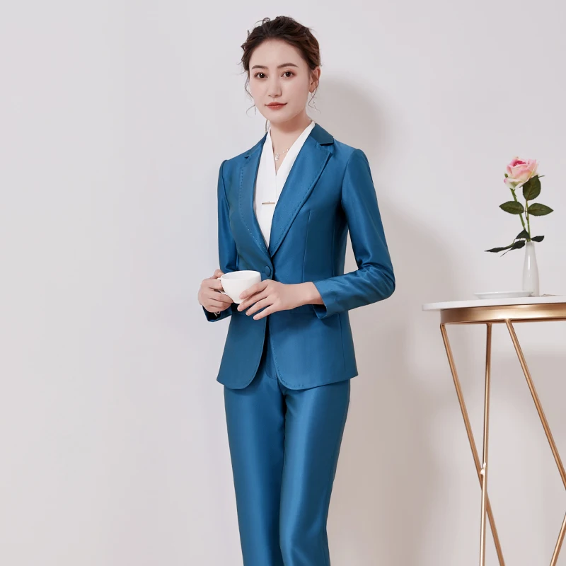 Work Pant Suits 2 Piece Set for Women Blazer Business Suit Set Jacket & Trouser Office Lady Suit Feminino 2020 Plus SIze LX2617