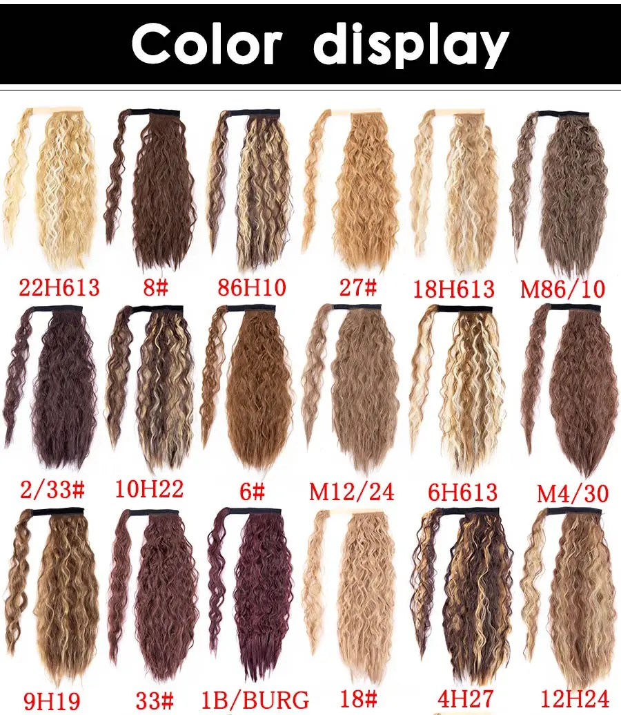 Synthetic Corn Wavy Ponytail 22Inch Long Curly Ponytail Wrap On Clip Hair Extensions Ombre Blonde Brown Fack Ponytail Hairpieces