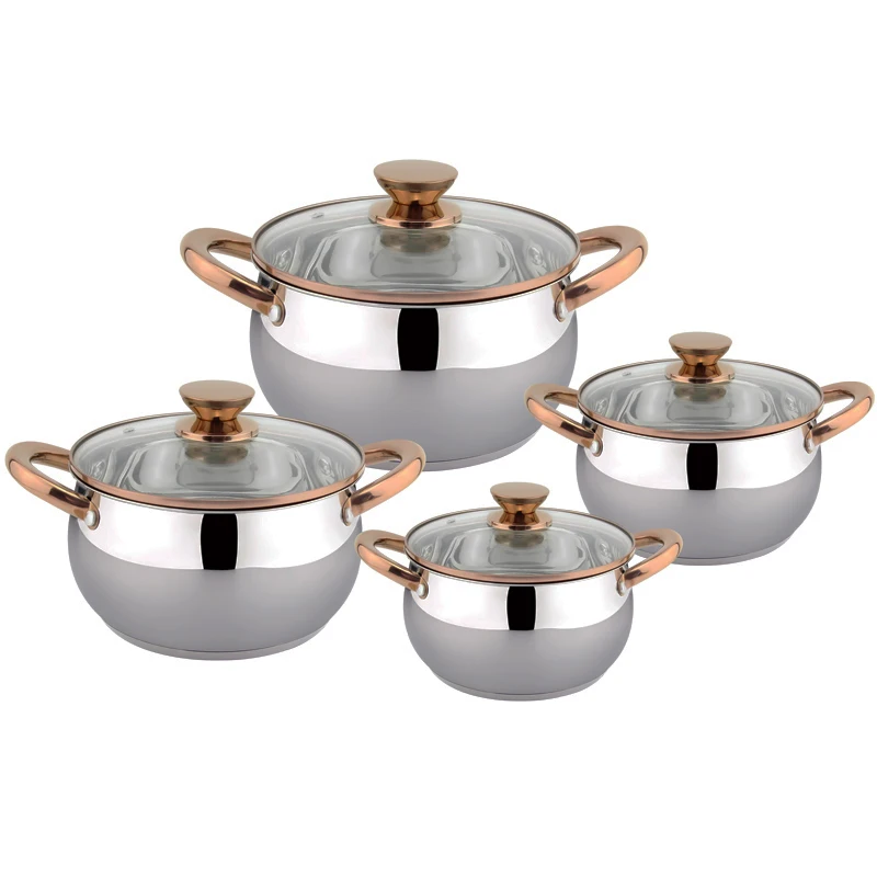 

bottom price New items 8 pcs casserole stainless steel cookware set cooking potCD