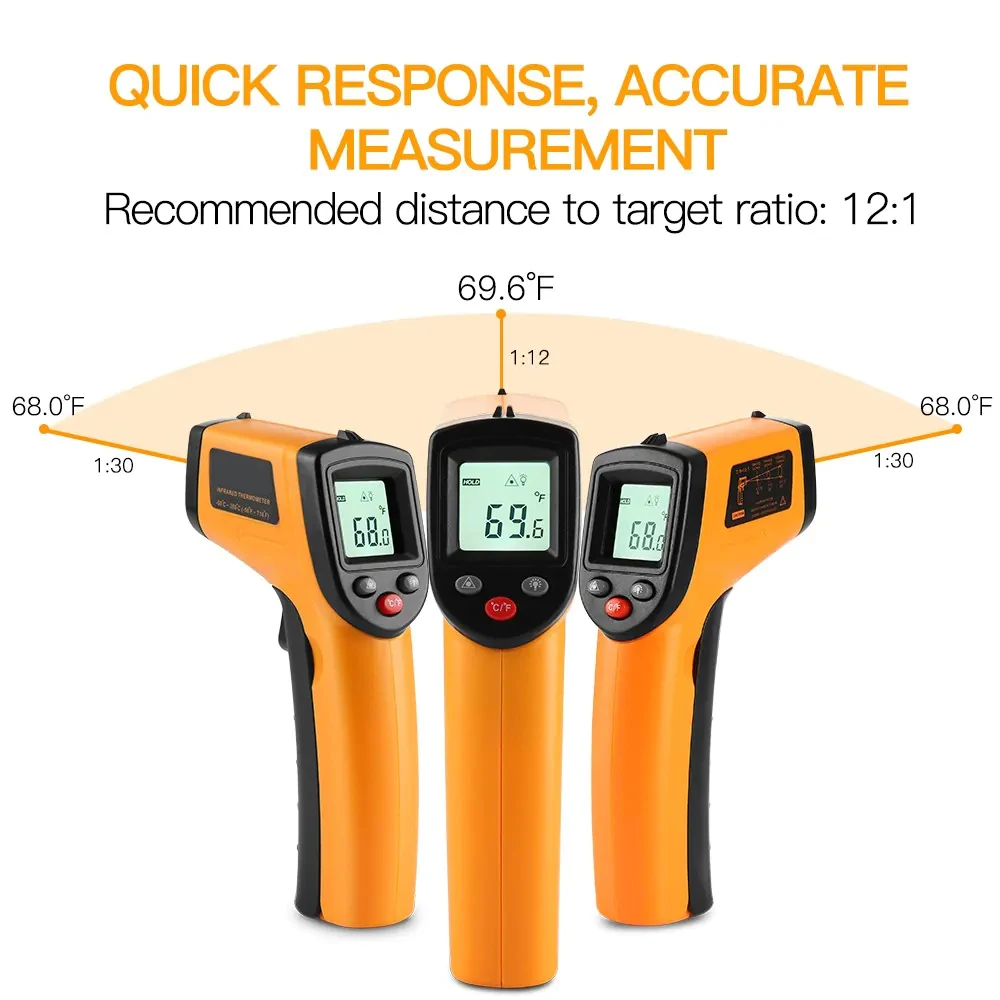 Non-Contact LCD Display IR Laser Infrared Digital Temperature Meter Sensor Thermometer Gun Point with Data Hold function