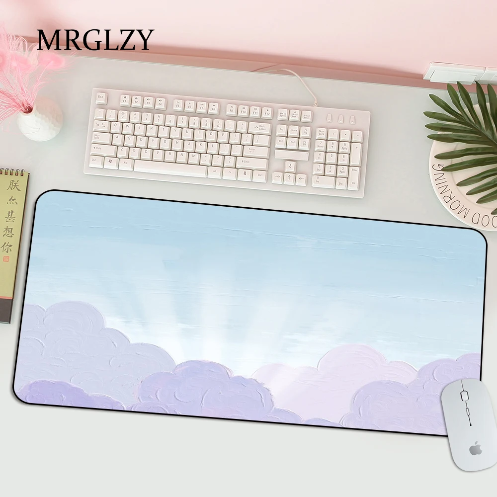 

Vime 29X25 Anime Computer Keyboard Anti Slip Table Pad Desk Mats Kawaii Mousepad Fresh Sky Scenery Oil Painting Pc Gamer Carpet