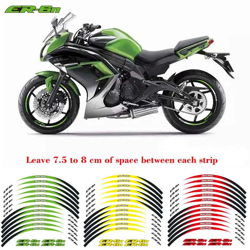 

New high quality 12 Pcs Fit Motorcycle Wheel Sticker stripe Reflective Rim For Kawasaki ER-6N