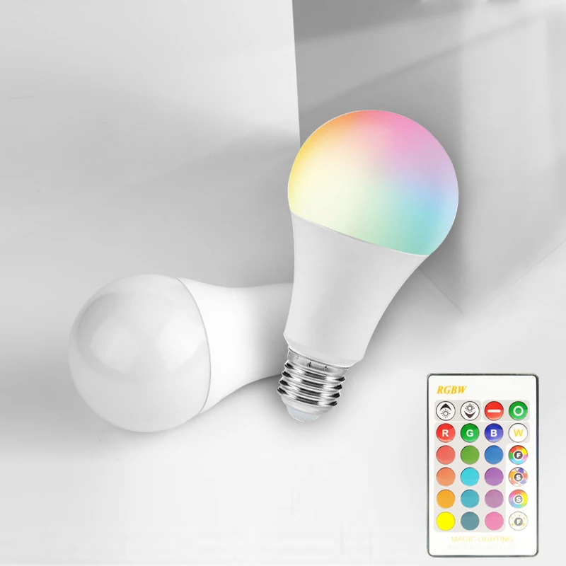 E27 RGB LED Bulb 110V 220V Lights 5W 10W 15W RGB Lampada Changeable Colorful RGBW LED Lamp With IR Remote Control+Memory Mode