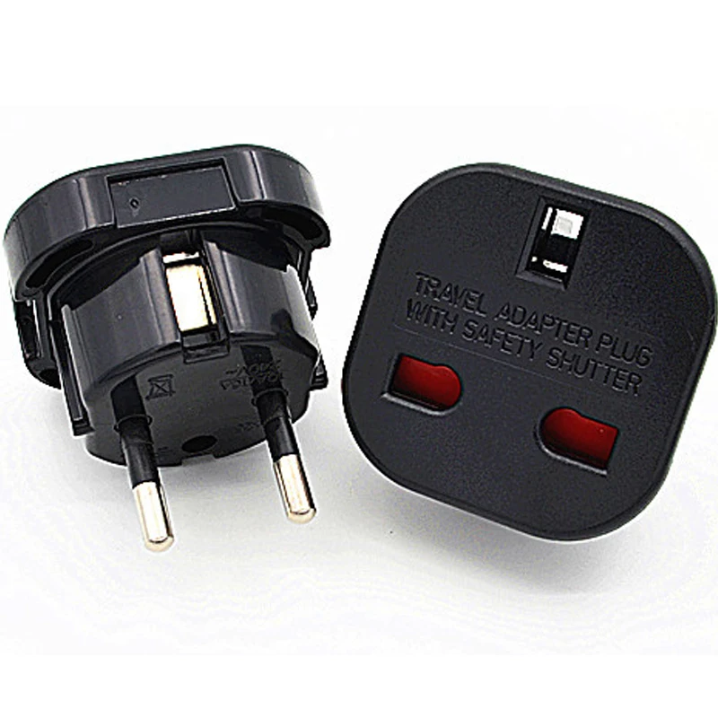1 stücke EU Stecker Adapter 16A 10A UK zu EU Reise Adapter Konverter 2 Runde Buchse Universal Euro zu UK AC Steckdose Stecker 4,0mm – Detail 2