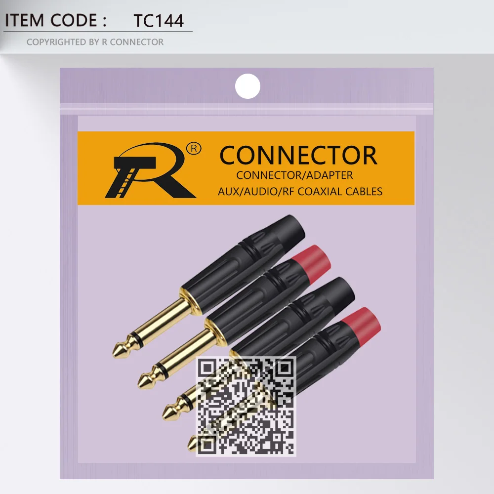 Imagem -06 - Conector Jack 100 mm 6.35 mm Conector Mono Macho Conector de Plugue Microfone Banhado a Ouro Cabeças 6.3 Peças