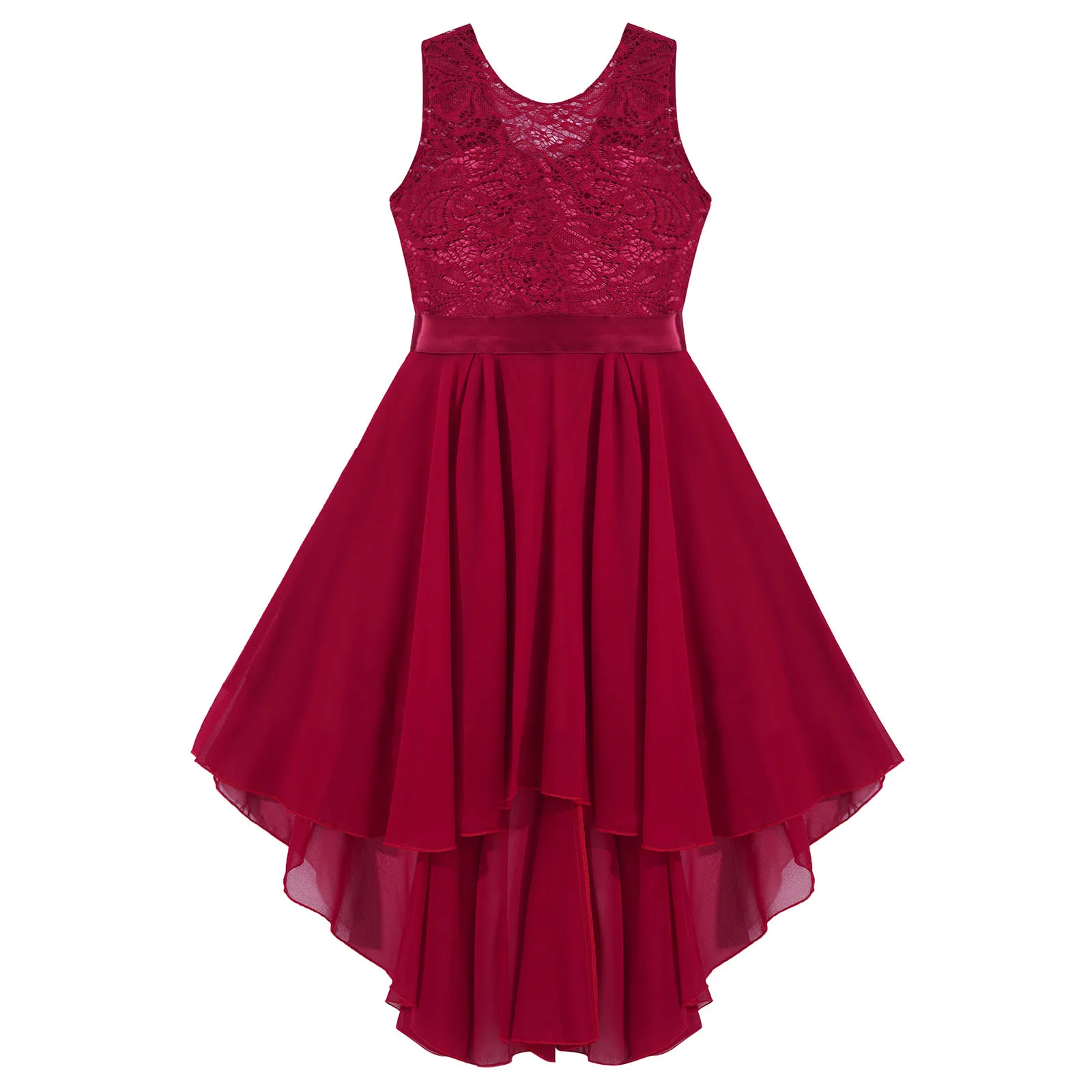 Vestido de renda floral para meninas, vestido de noiva infantil, vestido festivo para adolescentes, balé moden, roupa de dança lírica, verão