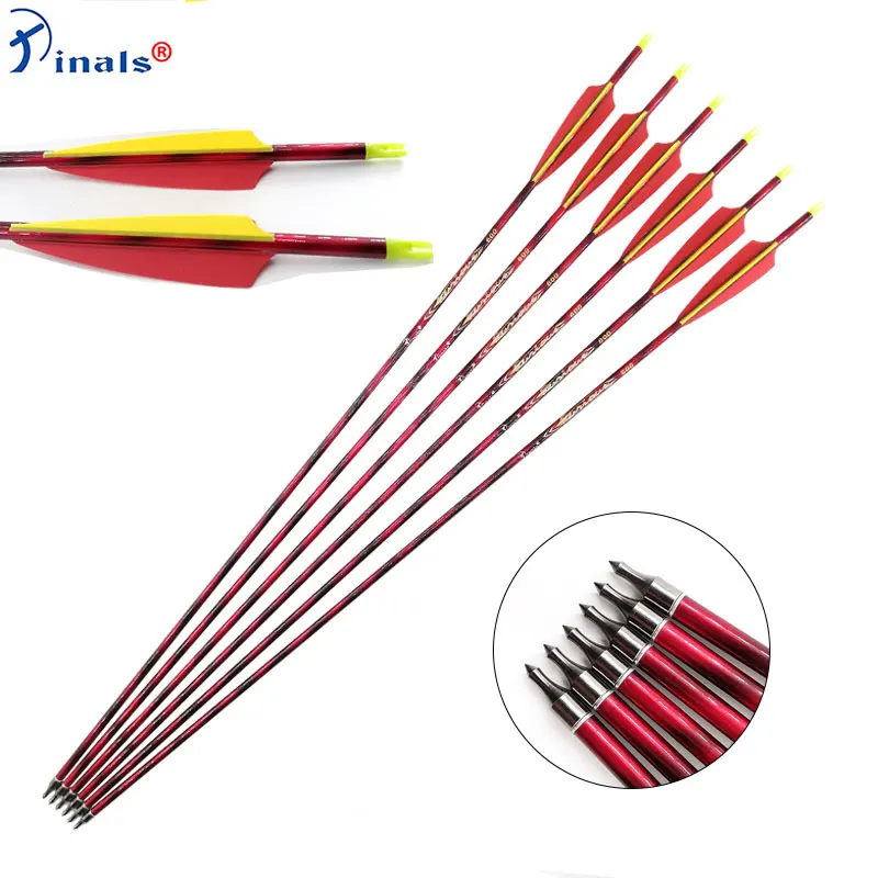 

Hunting Shooting Archery Carbon Arrows Spine 500 600 ID6.2mm Shafts 4inch Vanes for Compound Recurve Bow