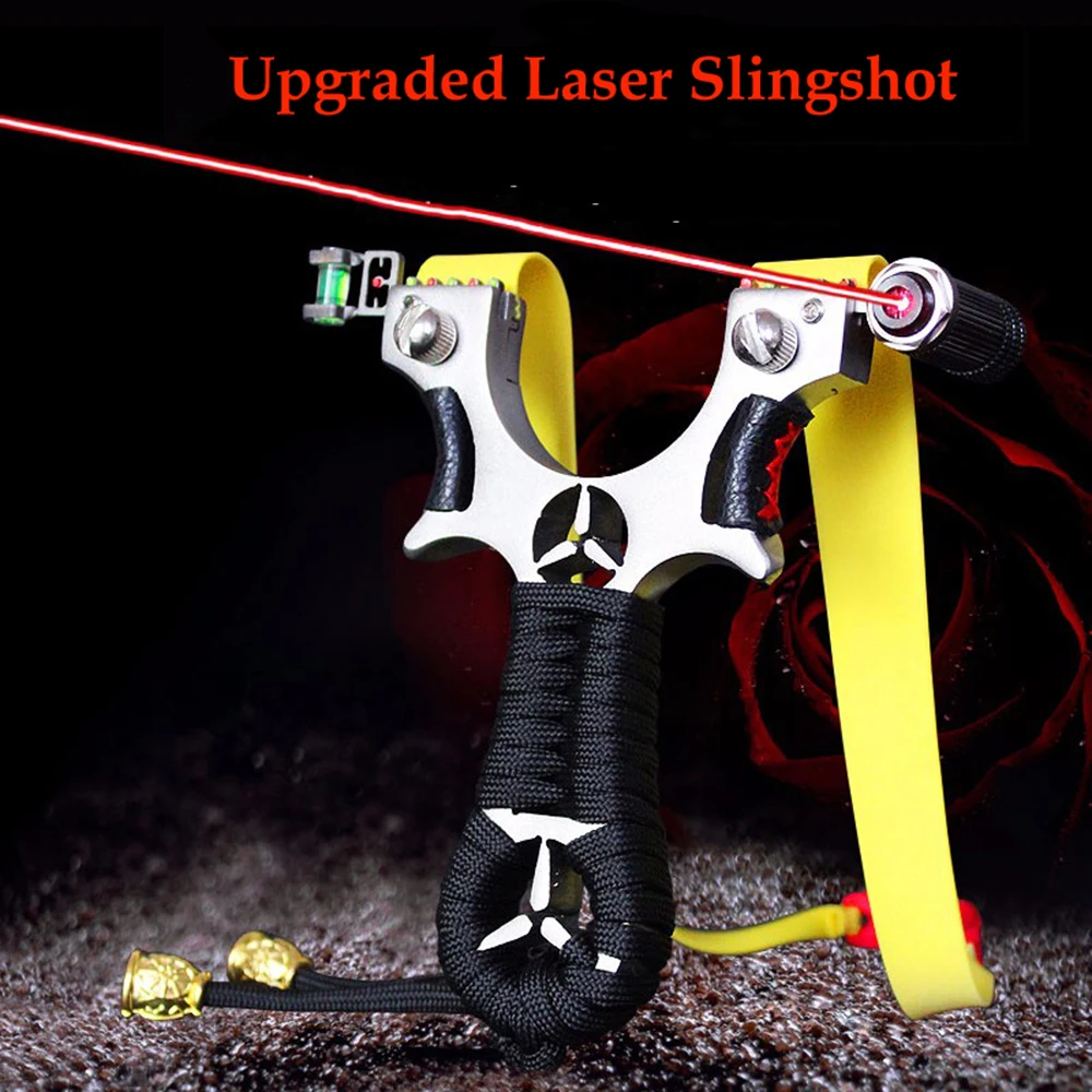 Stainless Steel Slingshot Laser Aiming Slingshot For Hunting Powerful Slingshot Catapult Target Shooting