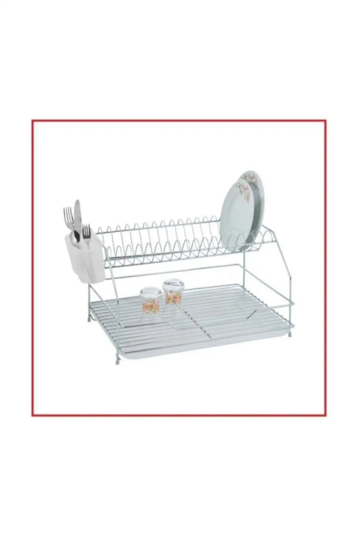 White Gold 2 Layer Stainless Chrome Dish Basket Plate-rack