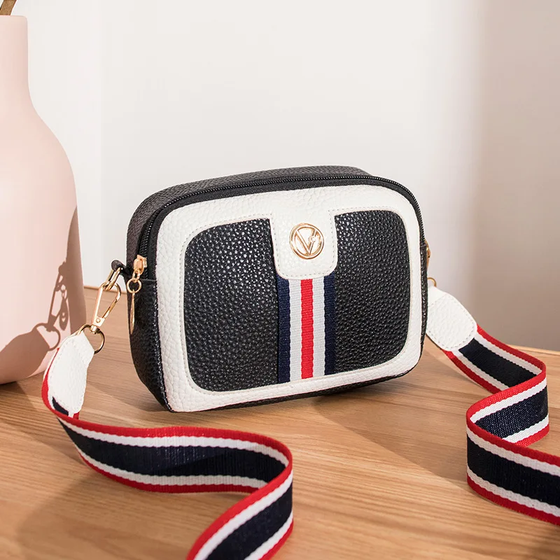 Women Bag High Quality Camera Phone Bag Pink Yellow Grey Black Red Blue Bag Strip Borse Da Donna Bolsa Luxo 2022New