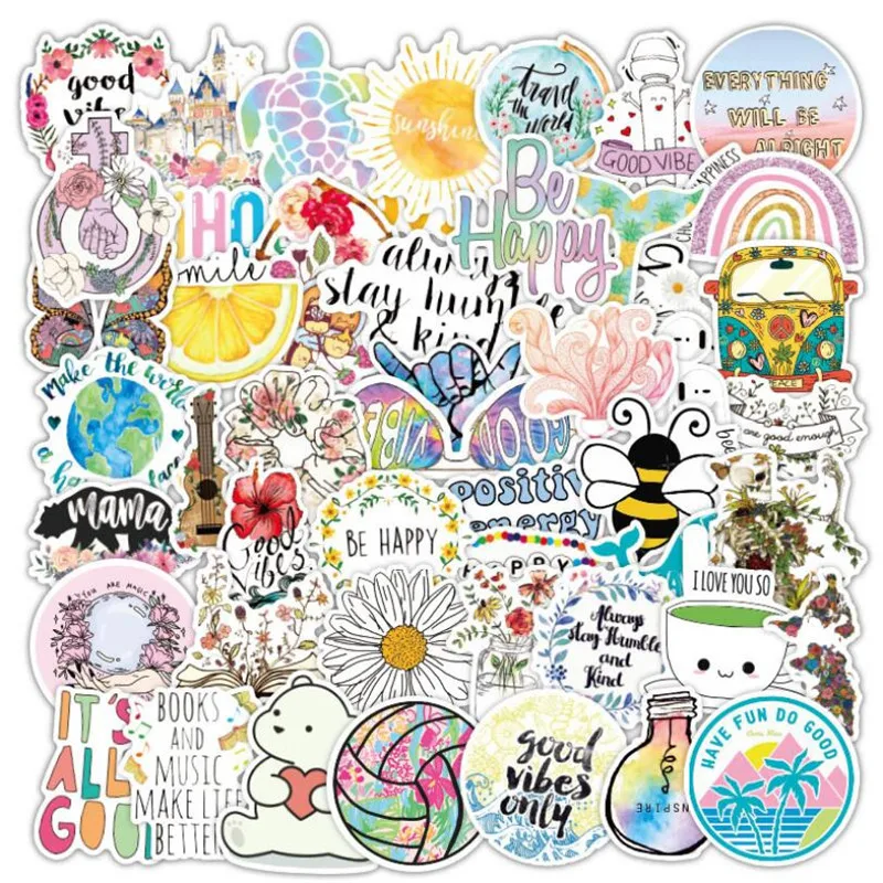 

10/30/50 PCS beautiful fresh cartoon letter graffiti laptop luggage skateboard guitar waterproof sticker decoration wholesale