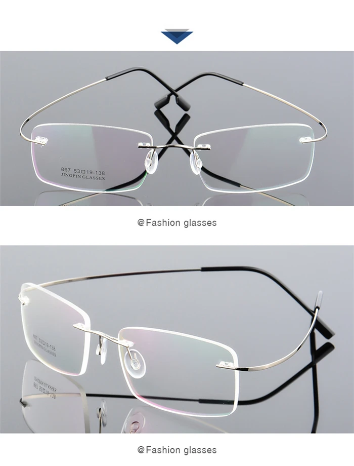 Legierung Superelastische Rahmenlose Kurzsichtige Brille Männer Metall Minus Objektiv Rechteck Rezept Brillen 0-0,5-0,75 Bis -6 – Detail 7