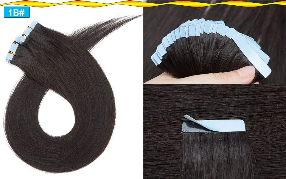 SEGO 2,5 g/Stück, gerade Tape-In-Haarverlängerungen, Echthaar, Skin Weft Tape Hair, nahtlos, unsichtbar, doppelseitiges Klebeband, 20 Stück – Detail 6