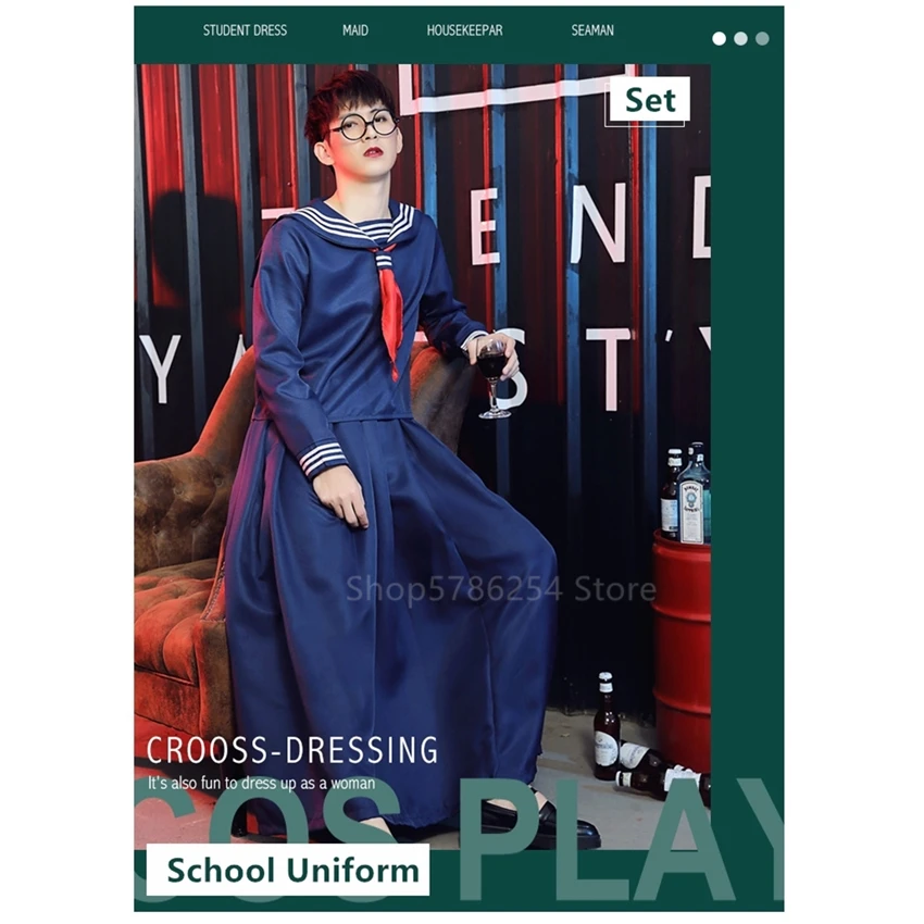 Japanische Schuluniform JK Anzug Navy Blau Sailor Hemd Junge Mädchen Tops Rock Set Schlechte Mädchen Puppe Lange Sommer Kleid cosplay Kostüme