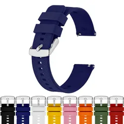BISONSTRAP Watchband 18mm~22mm Silicone Watch Strap Men Women Replacement Band Rubber Bracelet Stainless Buckle