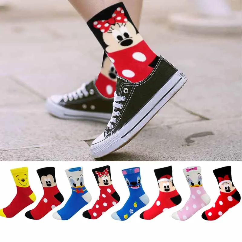 Hot Sale Disney Casual women socks Cartoon socks Animal Mickey Donald Duck Christmas socks Funny Cotton Cute Girl socks Dropship