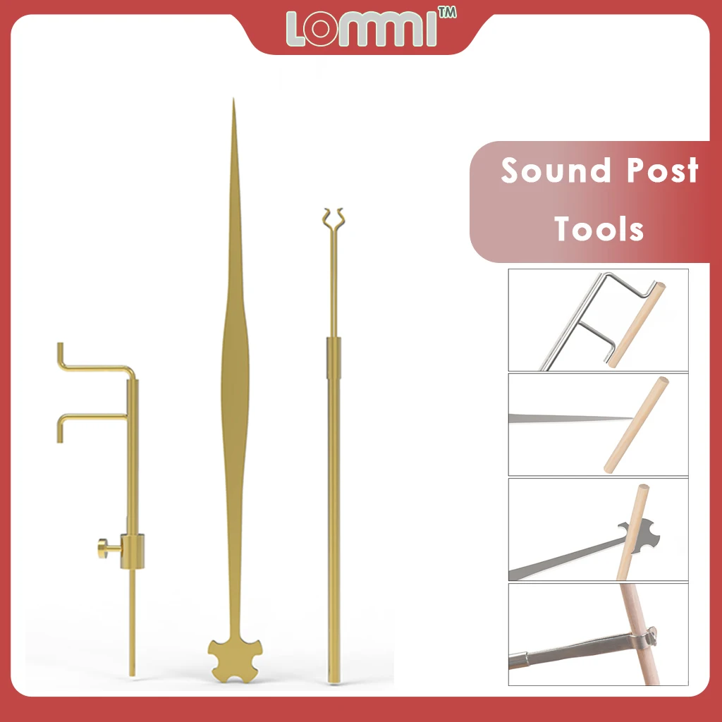 LOMMI 3pcs Professional Soundpost Tool Set Golden-plated Stainless Steel Luthier Repair Install Tool Best tool For Violin Player